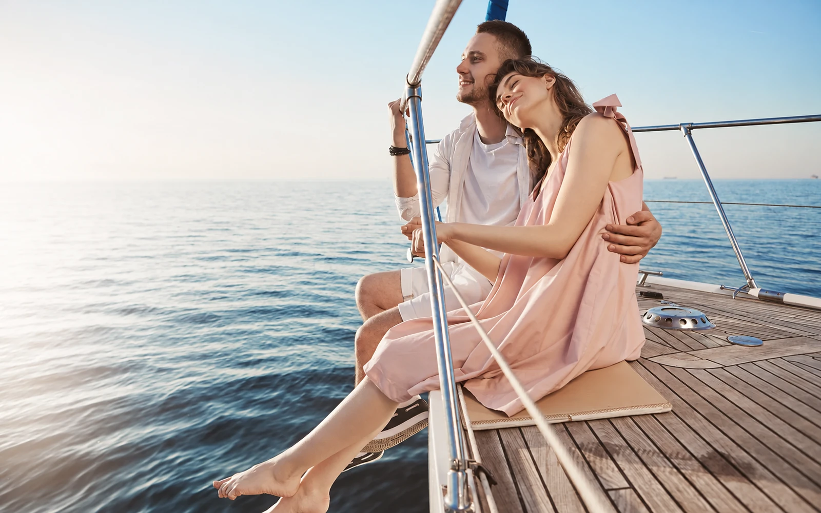 A couple enjoying a private sailing excursion