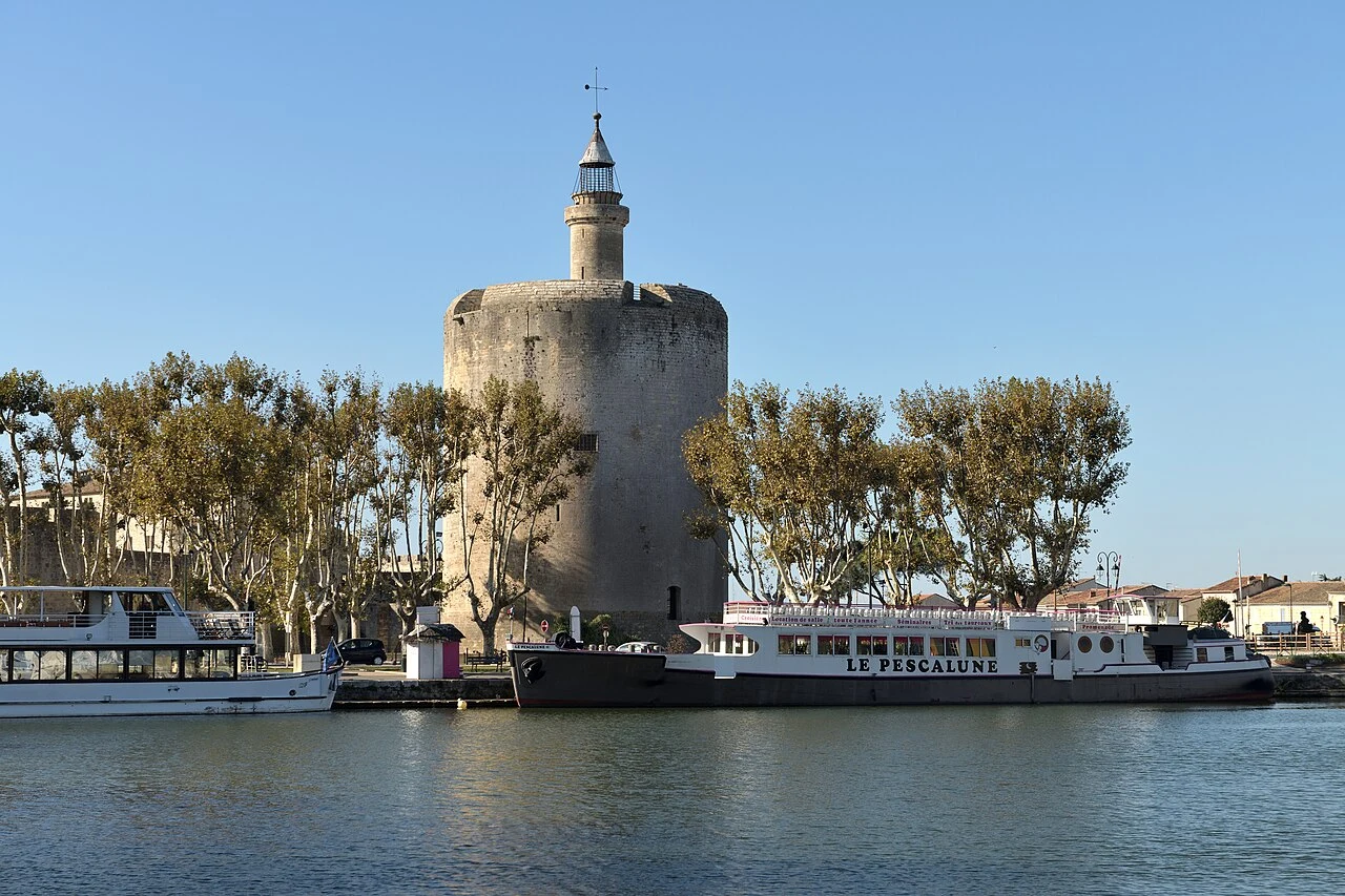 The Tour de Constance beside the canal in Aigues-Mortes, France