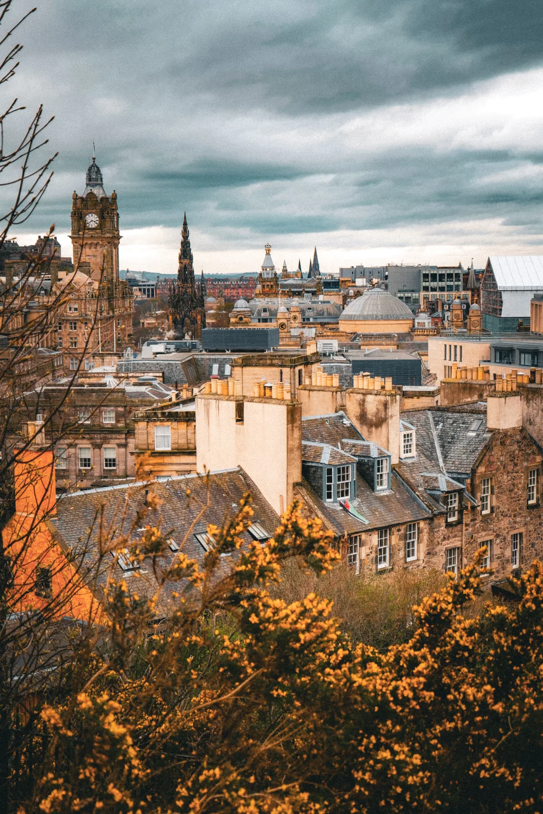 Edinburgh rooftops and historic stone buildings