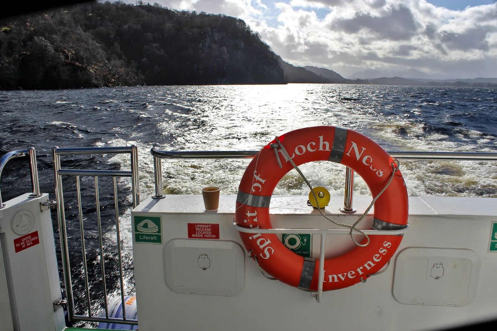 Looking across Loch Ness from a cruise boat