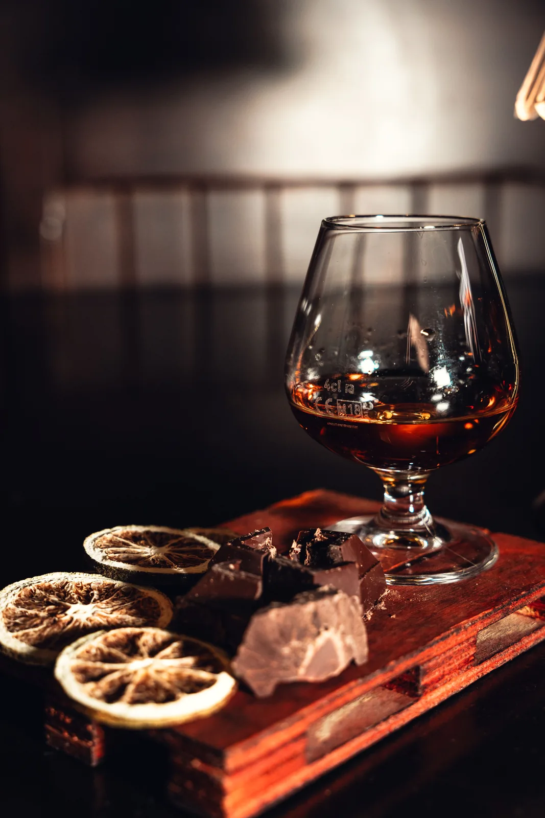 A glass of whisky prepared for tasting