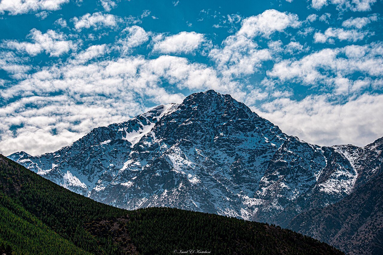 Snow on the Atlas Mountains seen from Imlil, Morocco