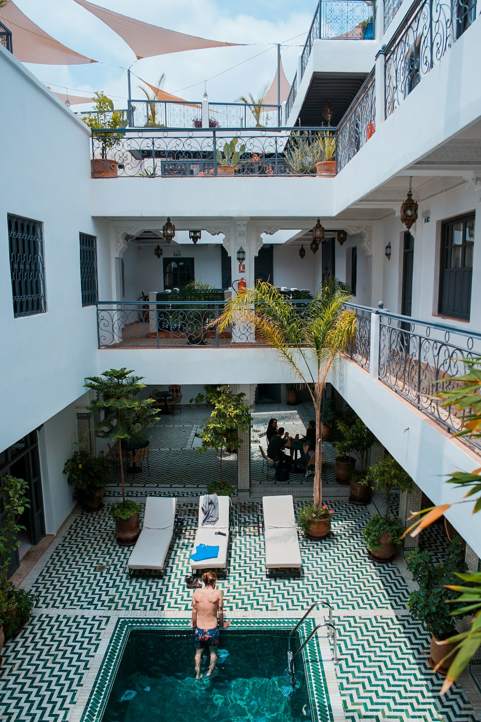 A courtyard pool at a riad in Marrakech