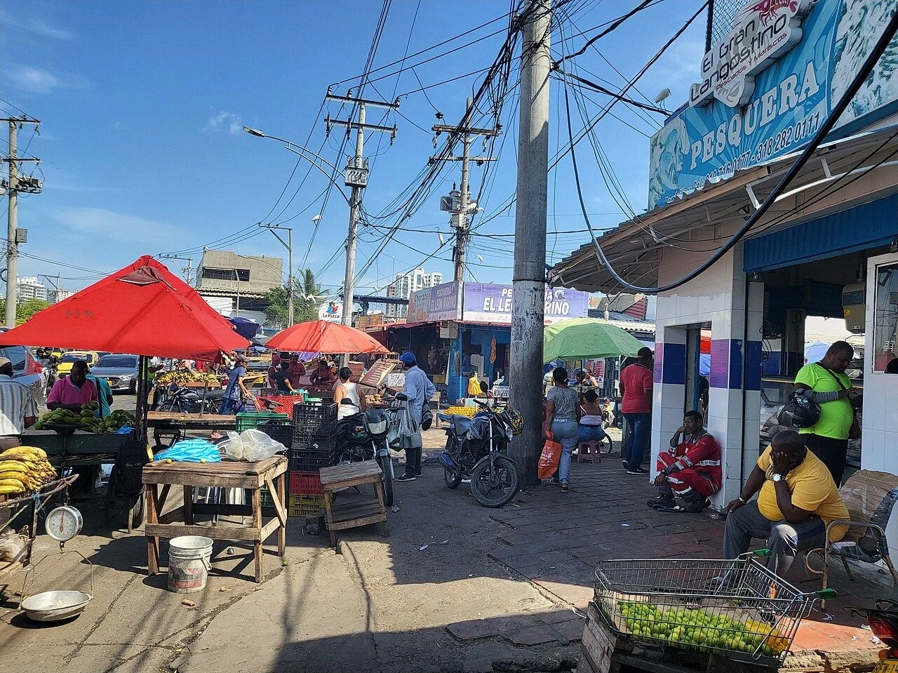 Produce stalls at Bazurto Market in Cartagena