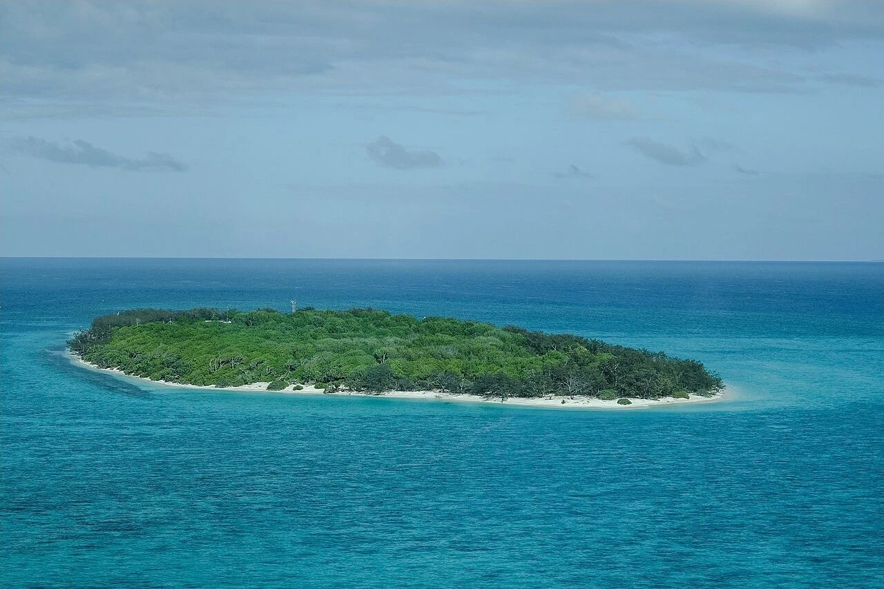 Heron Island seen from above in the southern Great Barrier Reef.