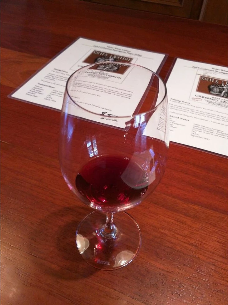 A glass of Zinfandel at a Heitz Cellar tasting in Napa Valley