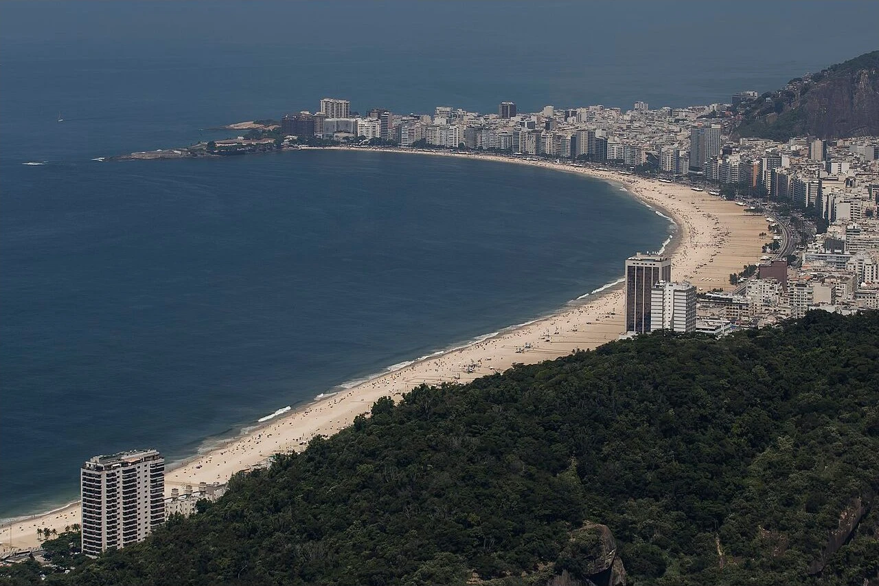 Copacabana and Leme beaches curving along Rio de Janeiro's coast