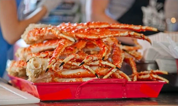 King crab legs photographed at Tracy’s King Crab Shack in Juneau.