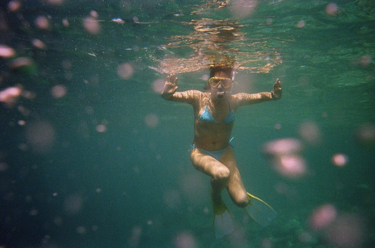 Snorkeler beneath the surface near Bathala
